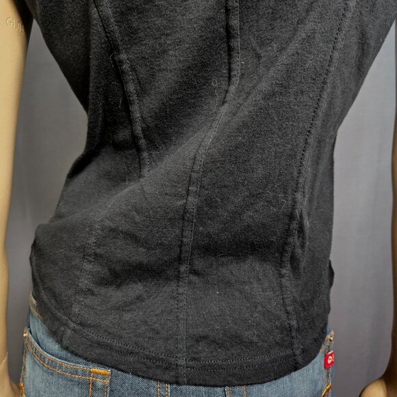 Y2K Black Lace Up Corset Milkmaid Top size M Fairy Goth Grunge Vampy Witchy - Picture 8 of 9